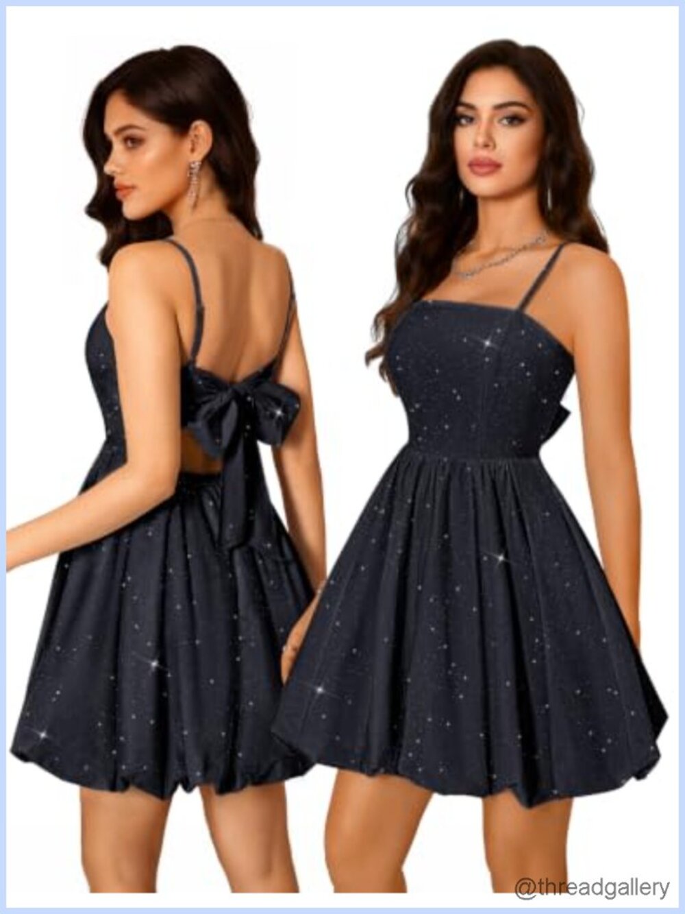 Sparkly Bubble Mini Dress Smocked Waist A-Line Homecoming Prom